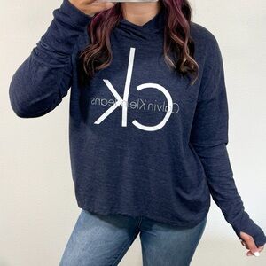 Calvin Klein blue long sleeve lightweight hoodie